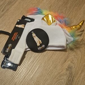 Unicorn Headpiece for Pets with Gold Horn